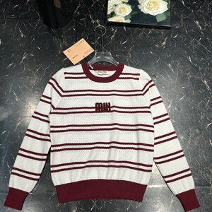 Miu Miu striped crew neck sweater for women